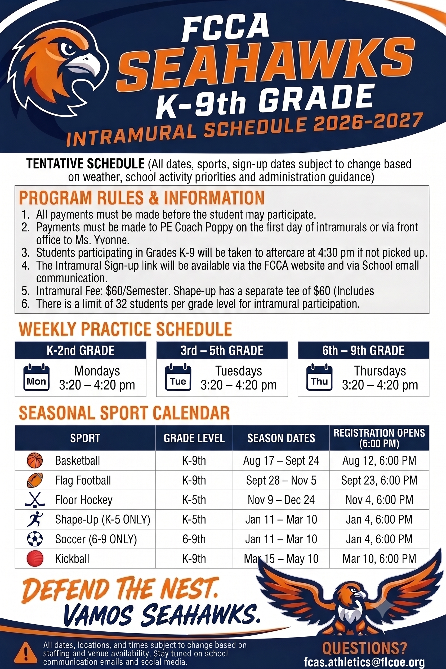 FCCA Intramural Sports Poster